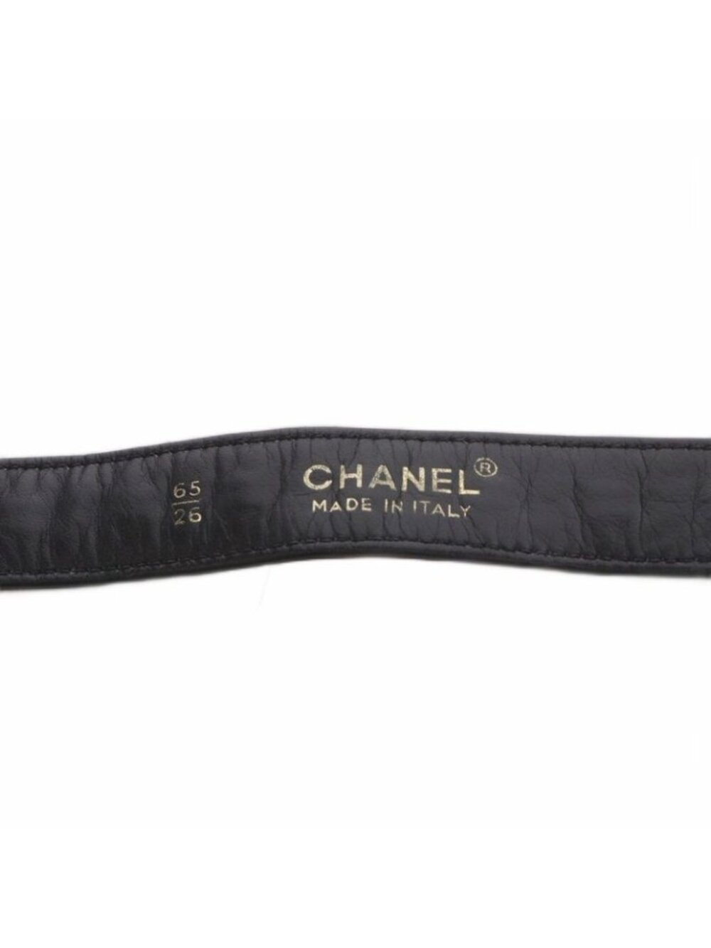 ★SOLD★ Chanel Belt Eyelet Chain Leather 65 26 Gold Black - Picture 3 of 6